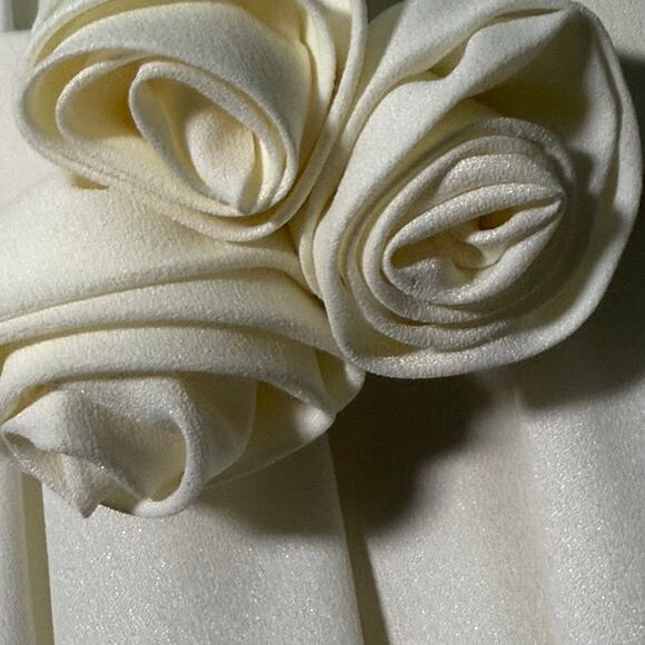 Vintage 70s Vogue Americana Cream Belted Maxi Dress Rosette Detail Women'sSmall - Picture 5 of 9